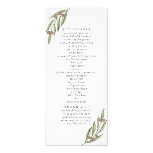 Die Hochzeitskollektion der Zweigstellen - Program Werbekarte (Hinten)