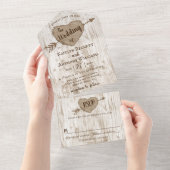 Die Hochzeitskollektion des Carved Heart Tree All In One Einladung (Abreißen)