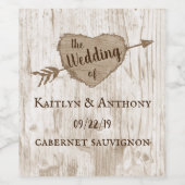 Die Hochzeitskollektion des Carved Heart Tree Weinetikett (Einzelnes Label)