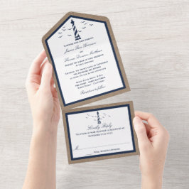 Die Hochzeitskollektion des Nautical Lighthouse Bu All In One Einladung