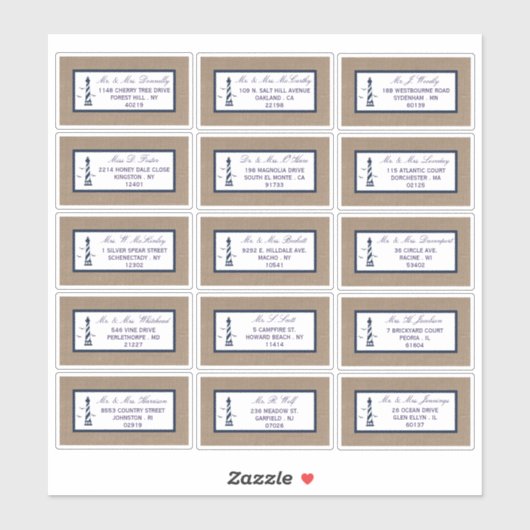 Die Hochzeitskollektion des Nautical Lighthouse Bu Aufkleber (Blatt)