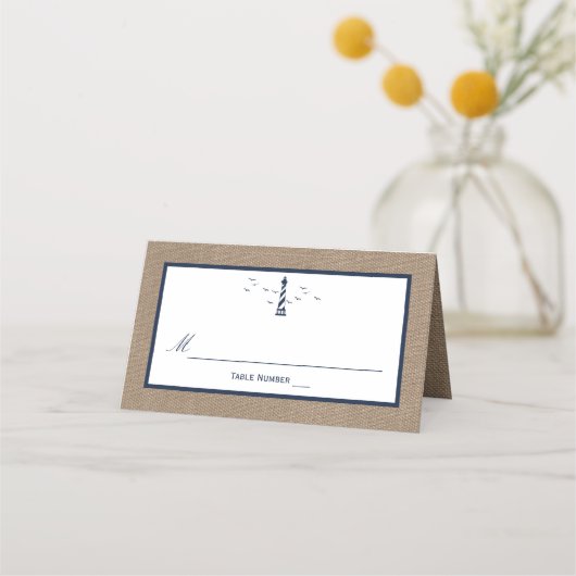 Die Hochzeitskollektion des Nautical Lighthouse Bu Platzkarte (Vorderseite)