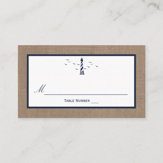 Die Hochzeitskollektion des Nautical Lighthouse Bu Platzkarte (Vorderseite)