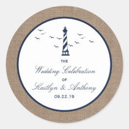 Die Hochzeitskollektion des Nautical Lighthouse Bu Runder Aufkleber