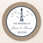 Die Hochzeitskollektion des Nautical Lighthouse Bu Runder Pappuntersetzer (Vorderseite)