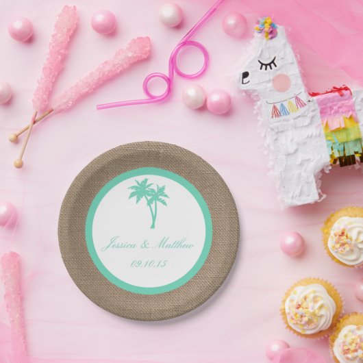 Die Hochzeitskollektion des tropischen Palmen Tree Pappteller (Party)