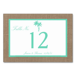 Die Hochzeitskollektion des tropischen Palmen Tree Tischnummer