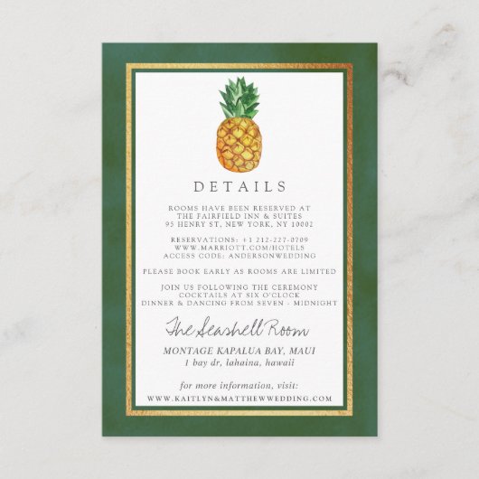 Die Hochzeitskollektion für Ananas im Tropenholz Begleitkarte (Vorderseite)