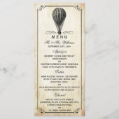 Die Hochzeitskollektion mit Vintagem Heißluftballo Menükarte (Vorderseite)