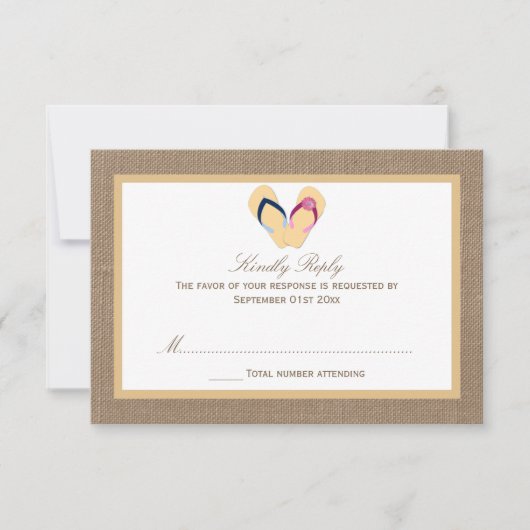 Die Hochzeitskollektion von Dreh-Flop Sand Beach B RSVP Karte (Vorderseite)