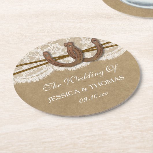 Die Hochzeitskollektion von Kraft, Spitzen und Hor Runder Pappuntersetzer (Angewinkelt)