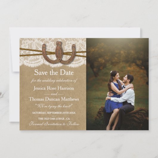 Die Hochzeitskollektion von Kraft, Spitzen und Hor Save The Date (Vorderseite)