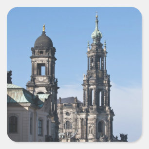 Die Hofkirche (Kirche des Gerichtshofes) Dresden Quadratischer Aufkleber