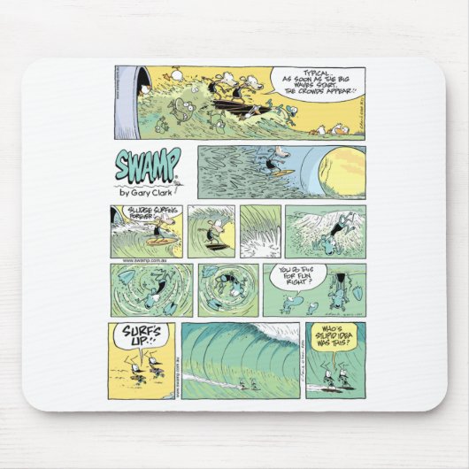 Die hohen surfenden Cartoons der Sumpf-Brandung Mousepad (Vorne)