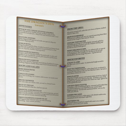 Die Höhlen-Taverne-Menü des Drachen Mousepad (Vorne)