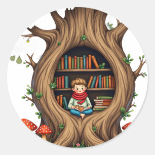 Die Höhlenbaum-Ecke Runder Aufkleber