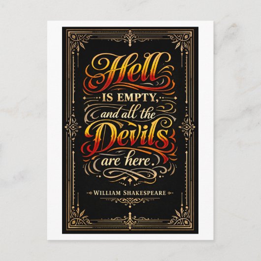 "Die Hölle ist leer" Shakespeare Postkarte (Vorderseite)