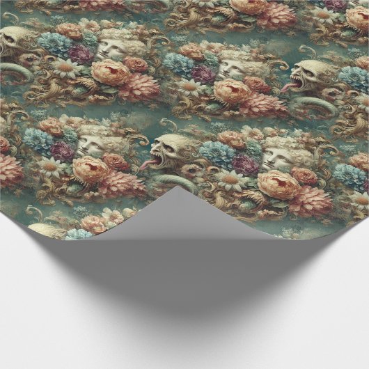 Die Höllenmotorade - gotisches Blumendesign Geschenkpapier (Ecke)