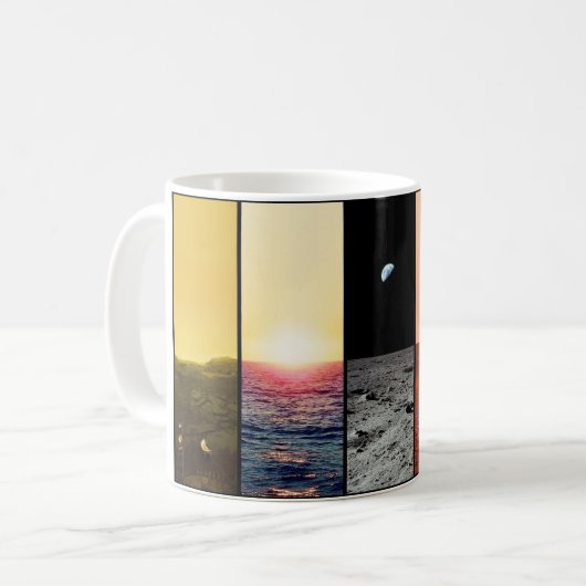 Die Horizonte von Venus-Erde Moon Mars und Titanen Kaffeetasse (Vorderseite Links)