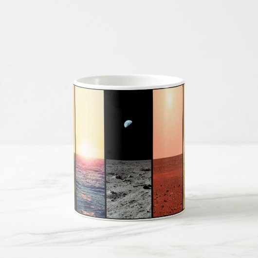 Die Horizonte von Venus-Erde Moon Mars und Titanen Kaffeetasse (Mittel)