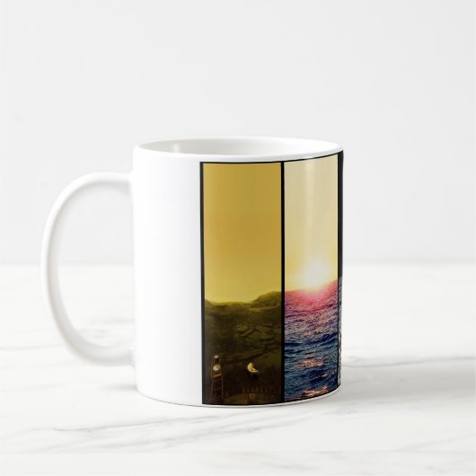 Die Horizonte von Venus-Erde Moon Mars und Titanen Kaffeetasse (Links)