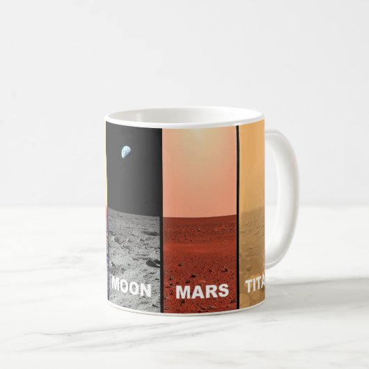Die Horizonte von Venus-Erde Moon Mars und Titanen Kaffeetasse (VorderseiteRechts)