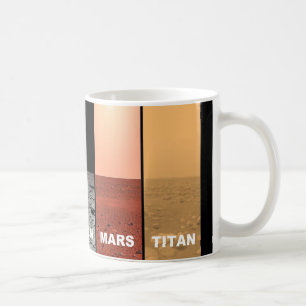 Die Horizonte von Venus-Erde Moon Mars und Titanen Kaffeetasse