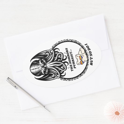 Die Horror bleiben Ovaler Aufkleber (Umschlag)