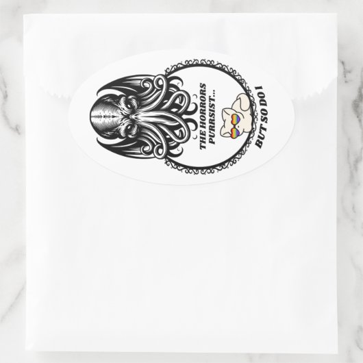 Die Horror bleiben Ovaler Aufkleber (Tasche)