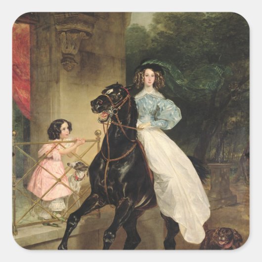 Die Horsefrau, Portrait von Giovanina Quadratischer Aufkleber (Vorderseite)