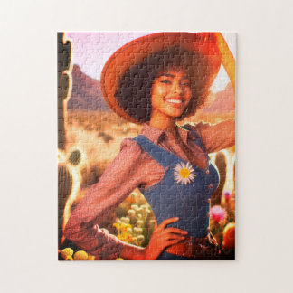 Die hübsche Frau in der blühenden Wüste Erwachsene Puzzle