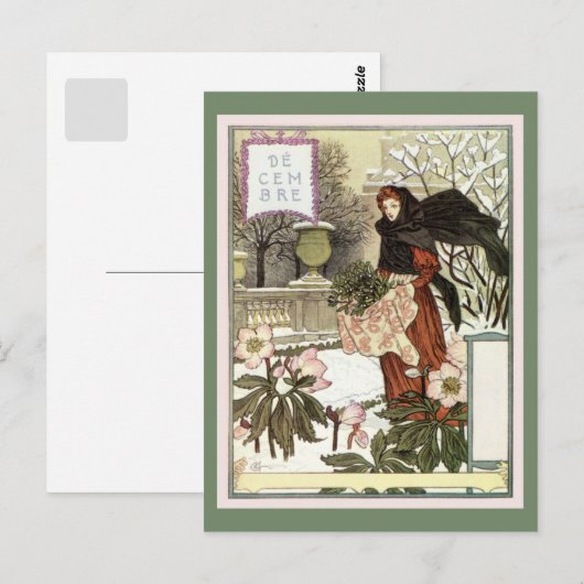 Die hübsche Gärtnerin Klassik Französisch Schweize Postkarte (Vorne/Hinten)