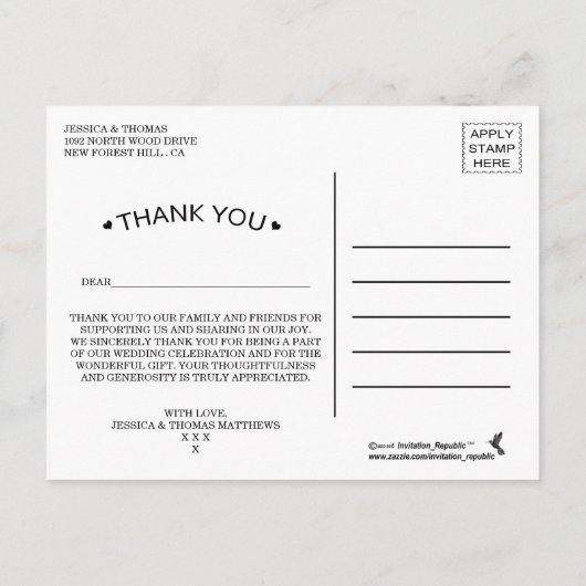 Die Hübsche Hochzeitskollektion der Peony Floral Ankündigungspostkarte (Rückseite)