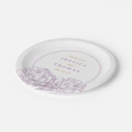 Die Hübsche Hochzeitskollektion der Peony Floral Pappteller (Schrägansicht)