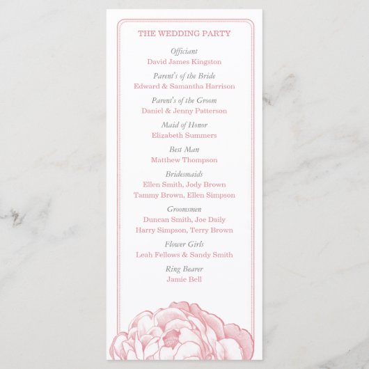 Die Hübsche Hochzeitskollektion der Peony Floral Programm (Rückseite)