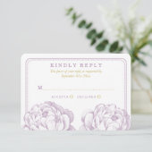 Die Hübsche Hochzeitskollektion der Peony Floral RSVP Karte (Stehend Vorderseite)