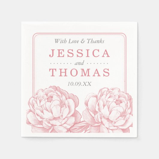 Die Hübsche Hochzeitskollektion der Peony Floral Serviette (Vorderseite)