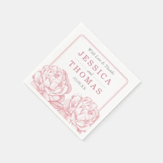 Die Hübsche Hochzeitskollektion der Peony Floral Serviette (Ecke)