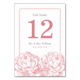 Die Hübsche Hochzeitskollektion der Peony Floral Tischnummer