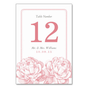 Die hübsche Pfingstrosen-Blumen-Hochzeitskollektio Tischnummer