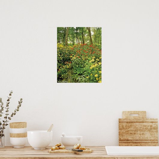 Die Hügel sind lebendig mit Wildblumen Poster (Küche)