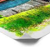 Die Hühner in der Scheune fütternd Poster (Ecke)