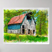 Die Hühner in der Scheune fütternd Poster (Vorne)