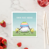 Die Hühner malen ein buntes Osterei Serviette (Beispiel)