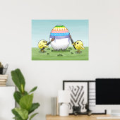 Die Hühner malen ein Osterei Poster (Heimbüro)