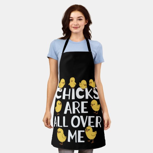 Die Hühner sind überall in meinem sonnigen Ostern Schürze (Getragen)