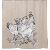 Die Hühnerfamilie Duschvorhang (Vorderseite)