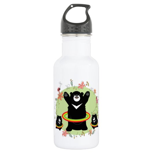 Die Hula Hoop-Black Bären Edelstahlflasche (Vorderseite)