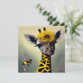 Die Hummel Giraffe Whimsical Digital Art Karte (Stehend Vorderseite)