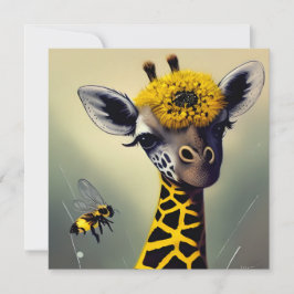 Die Hummel Giraffe Whimsical Digital Art Karte